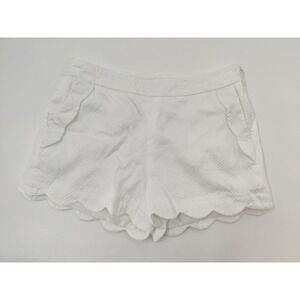 Alice Hope White Scalloped‎ Hem Shorts Size 8 Textured Cotton Blend